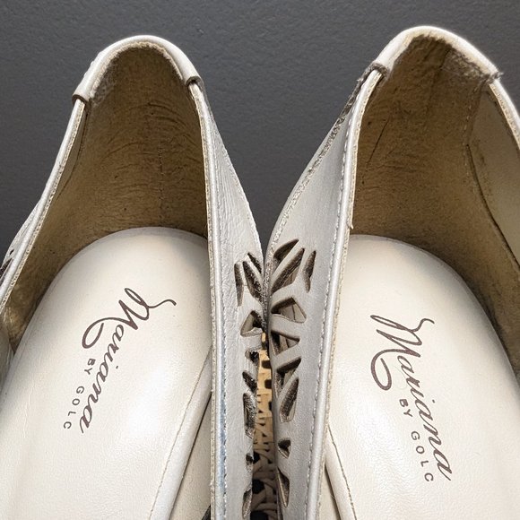 Mariana by GOLC - Women's leather, peeptoe heel - cream with cutout design - Picture 5 of 10